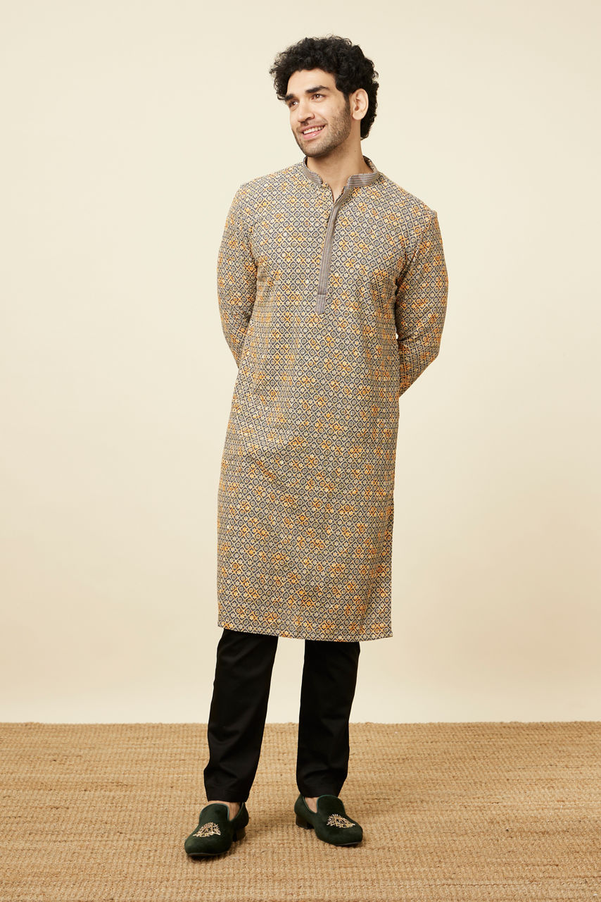 Manyavar Men Black Cotton Pencil Fit Pant