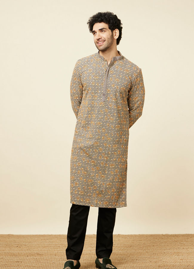 Manyavar Men Black Cotton Pencil Fit Pant