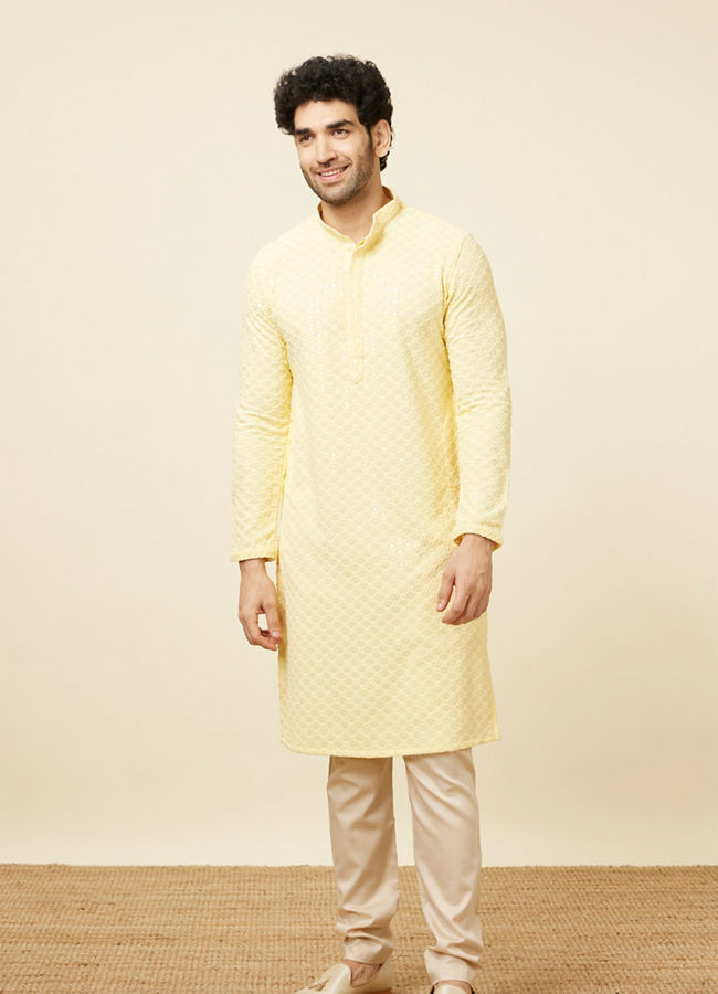 alt message - Manyavar Men Pista Colour Cotton Pencil Fit Pant image number 3