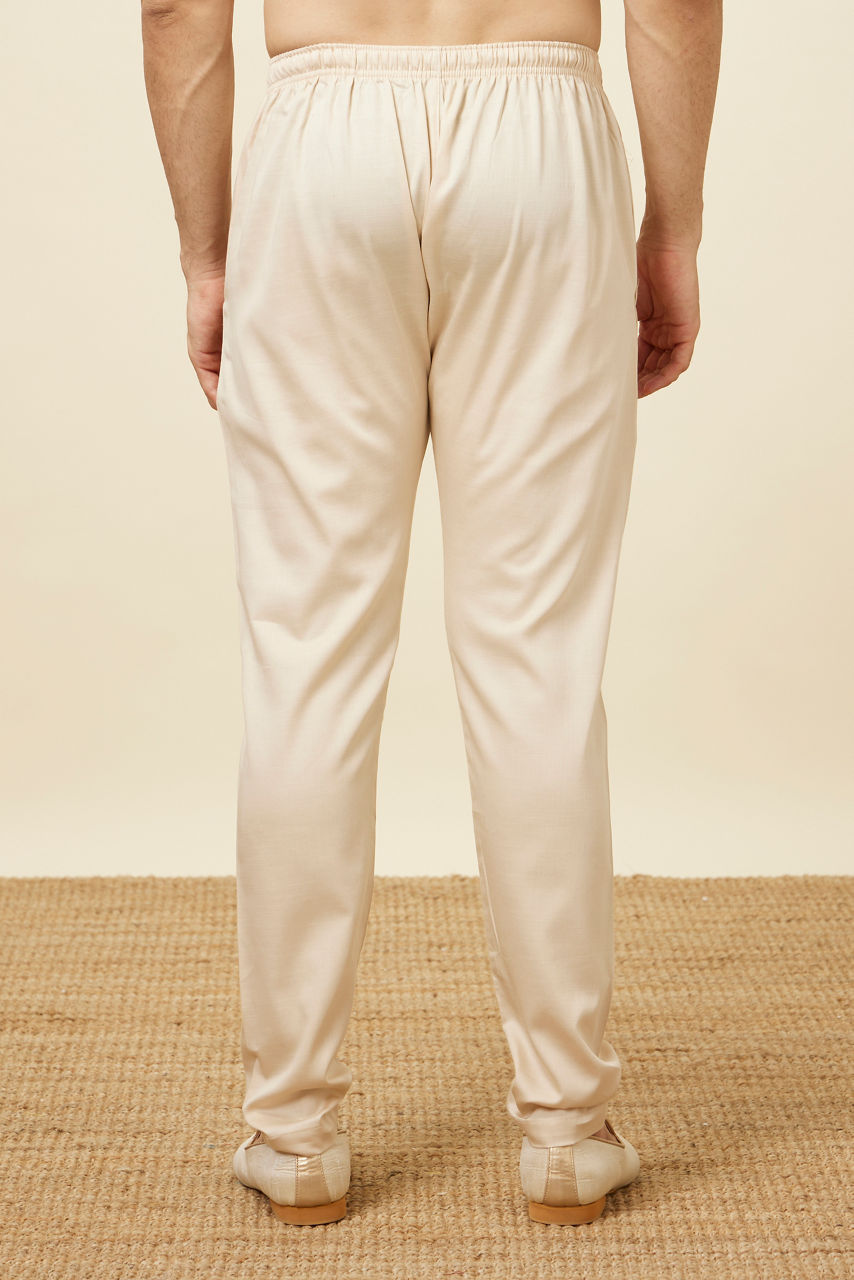 Manyavar Men Pista Colour Cotton Pencil Fit Pant