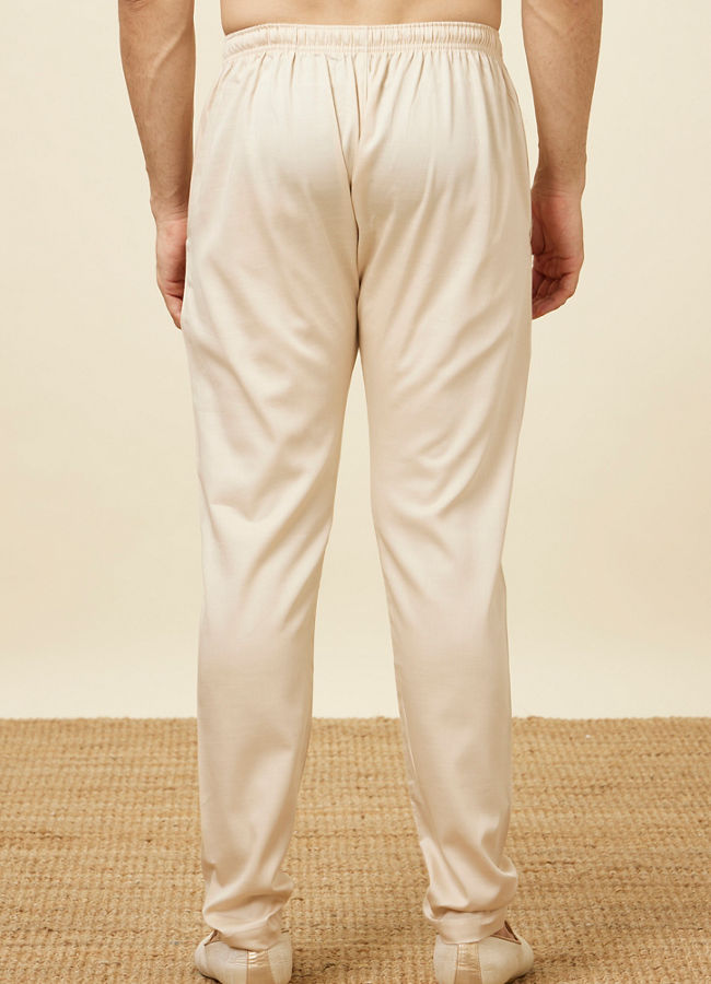 Manyavar Men Pista Colour Cotton Pencil Fit Pant