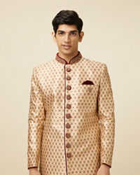 Manyavar Men Plush Biscuit Color Sherwani