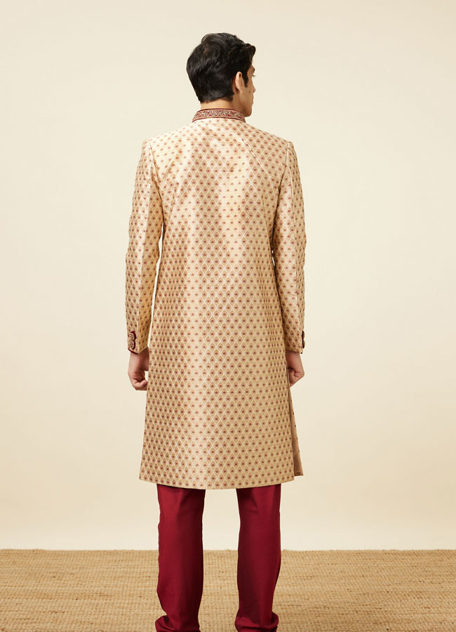 Manyavar Men Plush Biscuit Color Sherwani