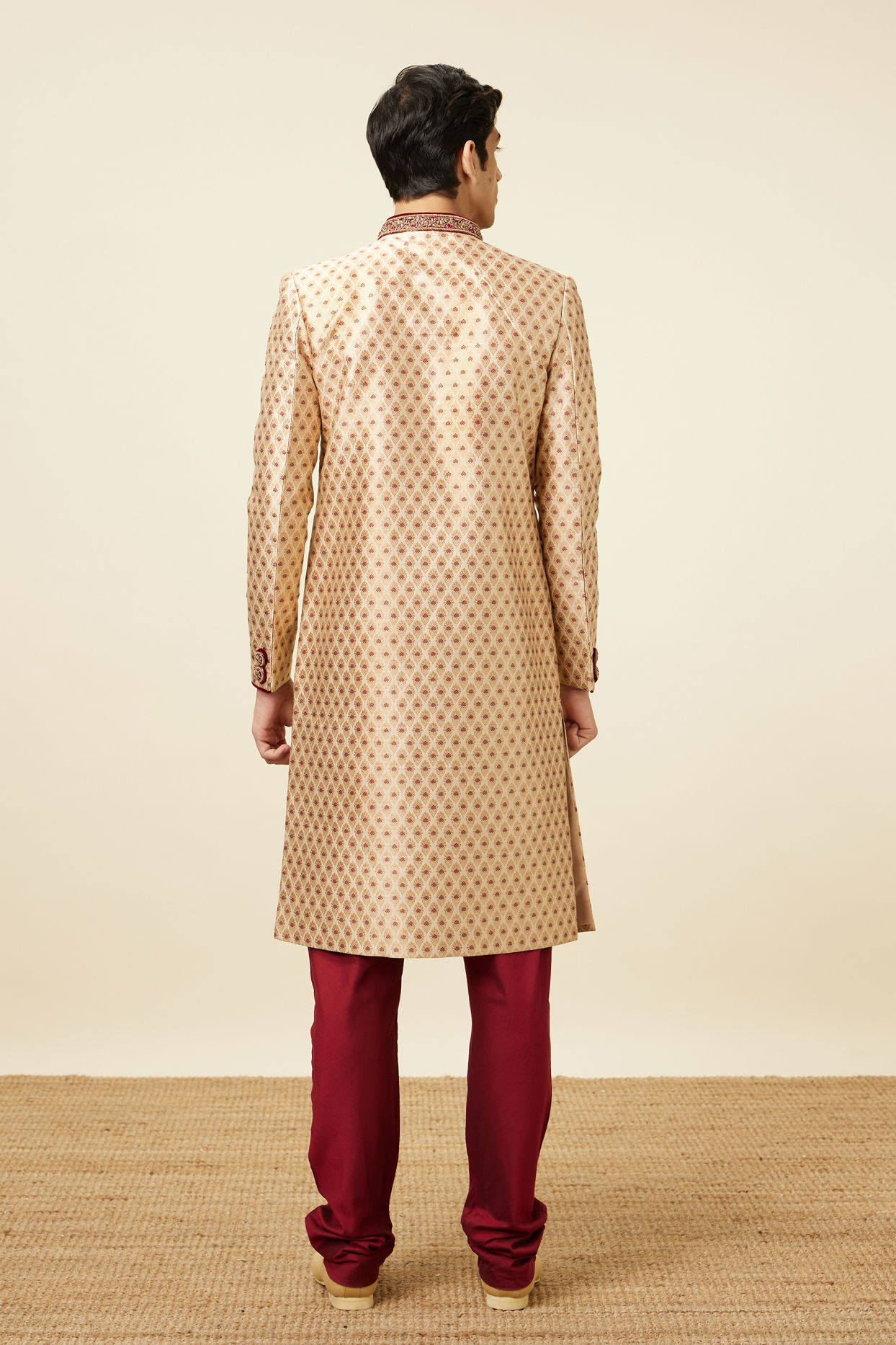 Manyavar Men Plush Biscuit Color Sherwani