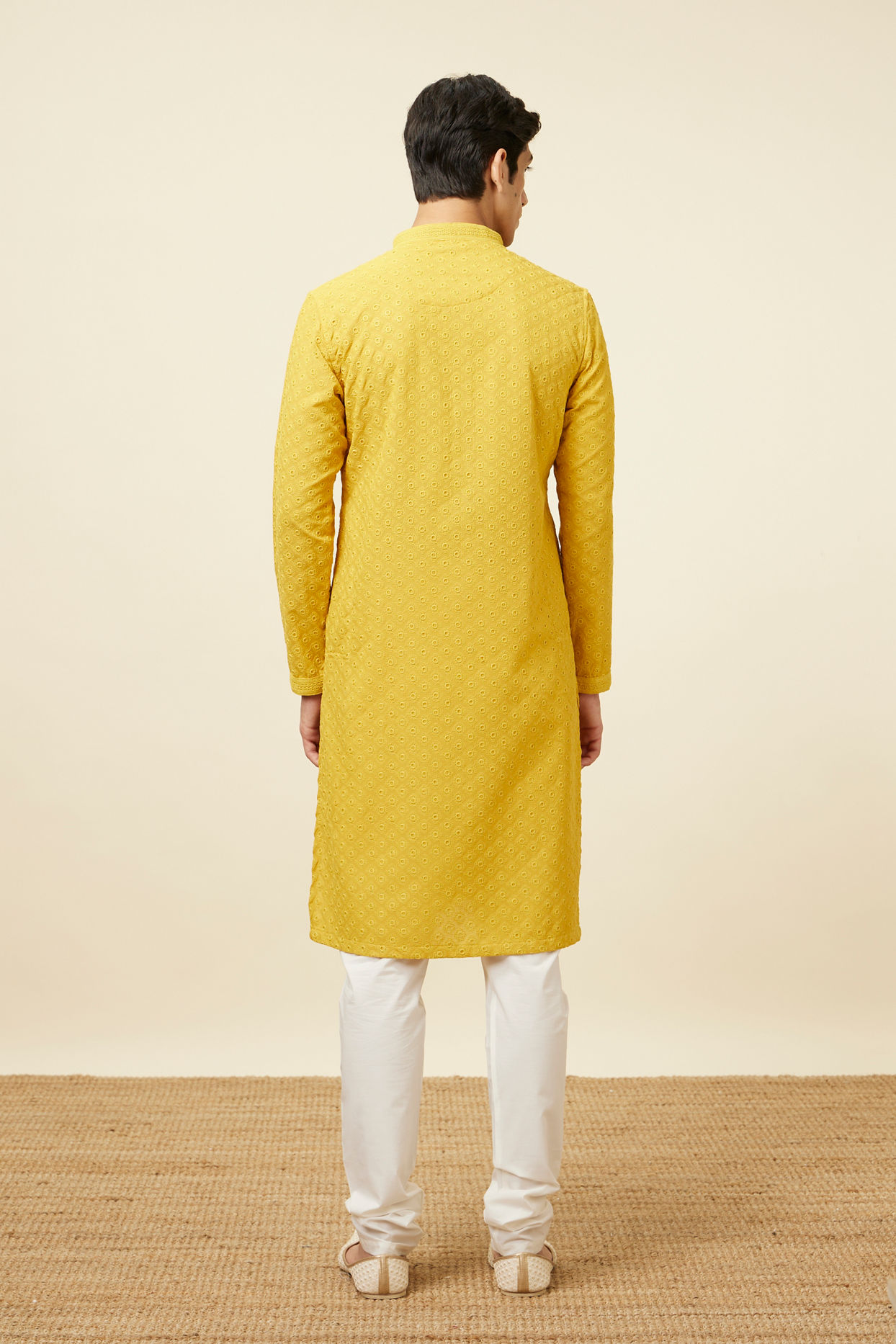 Mustard Yellow Chikankari Kurta Pajama image number 5