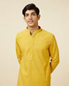 Mustard Yellow Chikankari Kurta Pajama image number 0