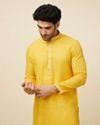 Yellow Self Woven Kurta Pajama Set image number 0