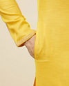 Yellow Self Woven Kurta Pajama Set image number 3