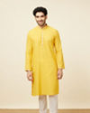 Manyavar Men Yellow Self Woven Kurta Pajama Set