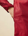 Manyavar Men Ruby Red Self Design Kurta Pajama