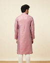 Manyavar Men Carnation Pink Self Design Kurta Pajama
