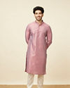 Manyavar Men Carnation Pink Self Design Kurta Pajama