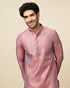 Carnation Pink Self Design Kurta Pajama image number 0