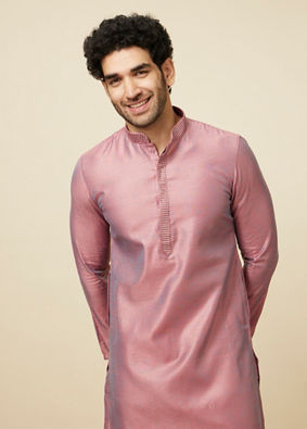 Carnation Pink Self Design Kurta Pajama image number 0