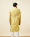 alt message - Manyavar Men Light Yellow Self Design Kurta Set image number 5