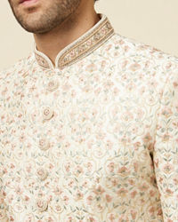 Manyavar Men Plush Cream Color Sherwani Set