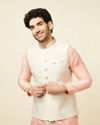 Off White Boota Print Nehru Jacket