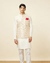 Manyavar Men Seashell White Modi Jacket