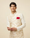 alt message - Manyavar Men Seashell White Modi Jacket image number 0