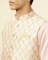 Manyavar Men Beige Jacket With All Over Motifs