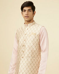 Manyavar Men Beige Jacket With All Over Motifs