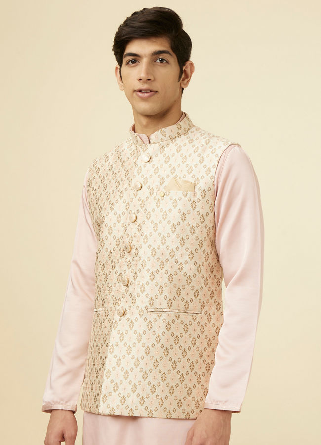 Beige Jacket With All Over Motifs image number 0