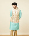 Manyavar Men Biscuit Shade Jacket With Floral Work