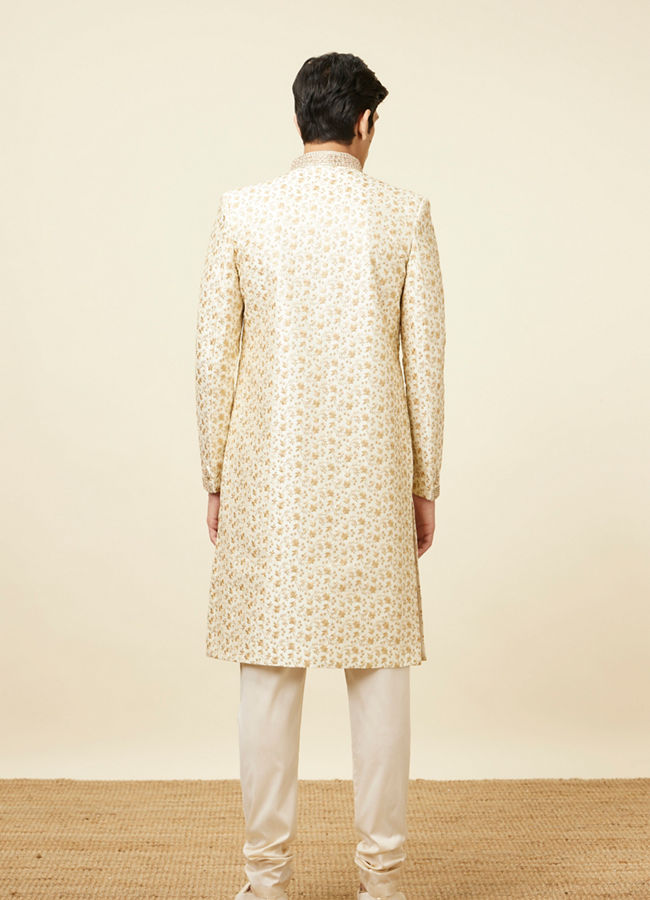 alt message - Manyavar Men Princely Cream Sherwani image number 5