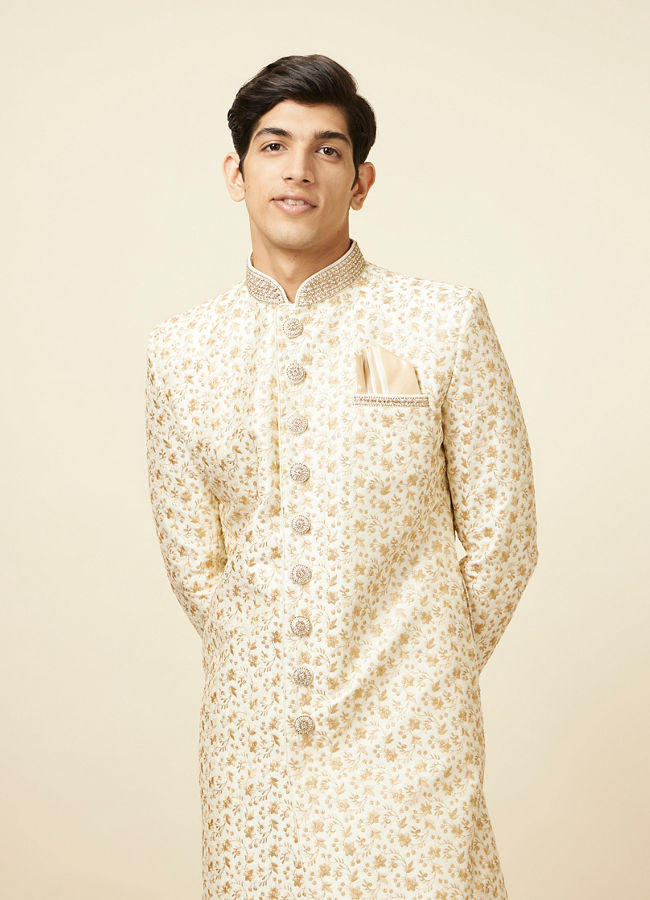 alt message - Manyavar Men Princely Cream Sherwani image number 0