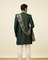 Manyavar Men Bottle Green Indo Western Set