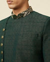 Manyavar Men Bottle Green Indo Western Set