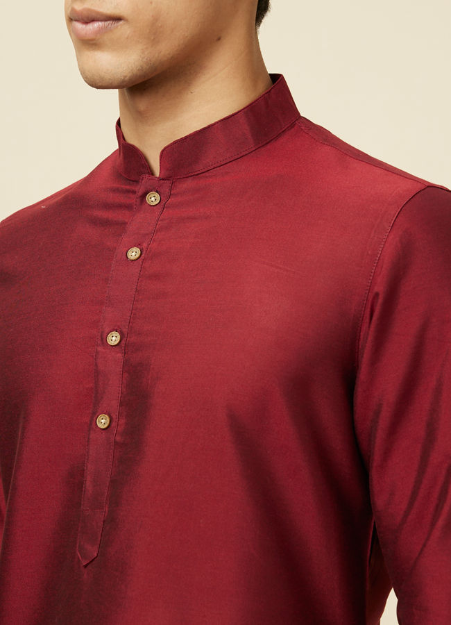 Manyavar Men Maroon Paisley Print Indo Western