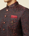 Manyavar Men Maroon Paisley Print Indo Western