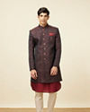 Manyavar Men Maroon Paisley Print Indo Western