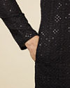 Manyavar Men Black Chikankari Kurta Set with Sequin Embroidery