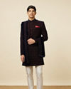 Manyavar Men Enchanting Velvet Blue Indo Western