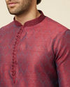 alt message - Manyavar Men Dark Maroon Kurta Pajama image number 1