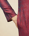 alt message - Manyavar Men Dark Maroon Kurta Pajama image number 3