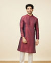 alt message - Manyavar Men Dark Maroon Kurta Pajama image number 2