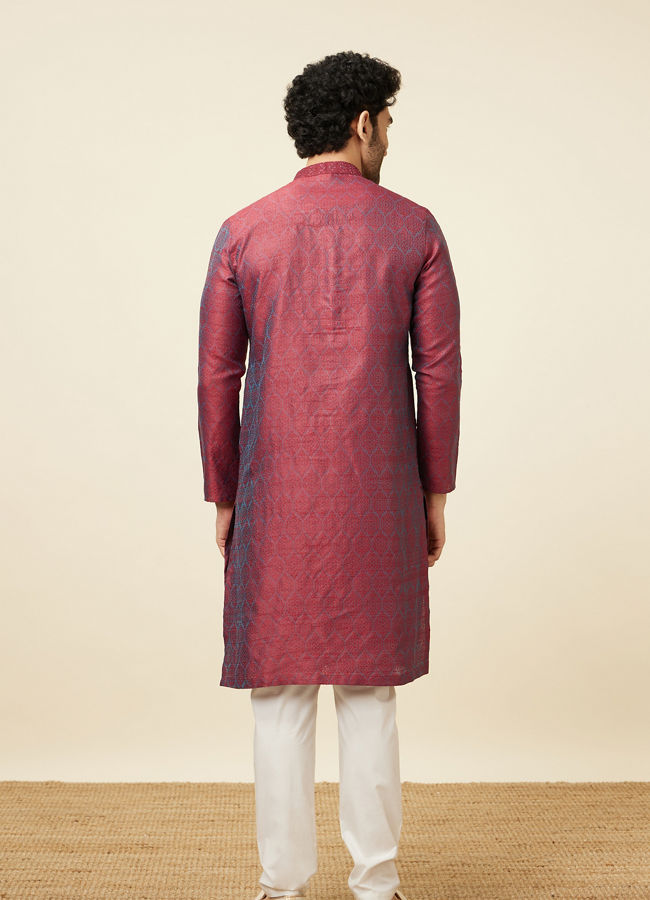 alt message - Manyavar Men Dark Maroon Kurta Pajama image number 5