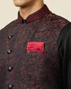 Manyavar Men Black Draped Kurta Jacket Set