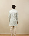 Manyavar Men Frost White Floral Patterned Indo Western Set