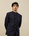 alt message - Manyavar Men Midnight Blue Bel Buti Patterned Indo Western Set image number 0