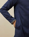Manyavar Men Midnight Blue Medallion Patterned Jacket Set