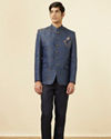 alt message - Manyavar Men Dark Sapphire Blue Paisley Patterned Suit image number 2