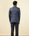 Manyavar Men Dark Sapphire Blue Paisley Patterned Suit