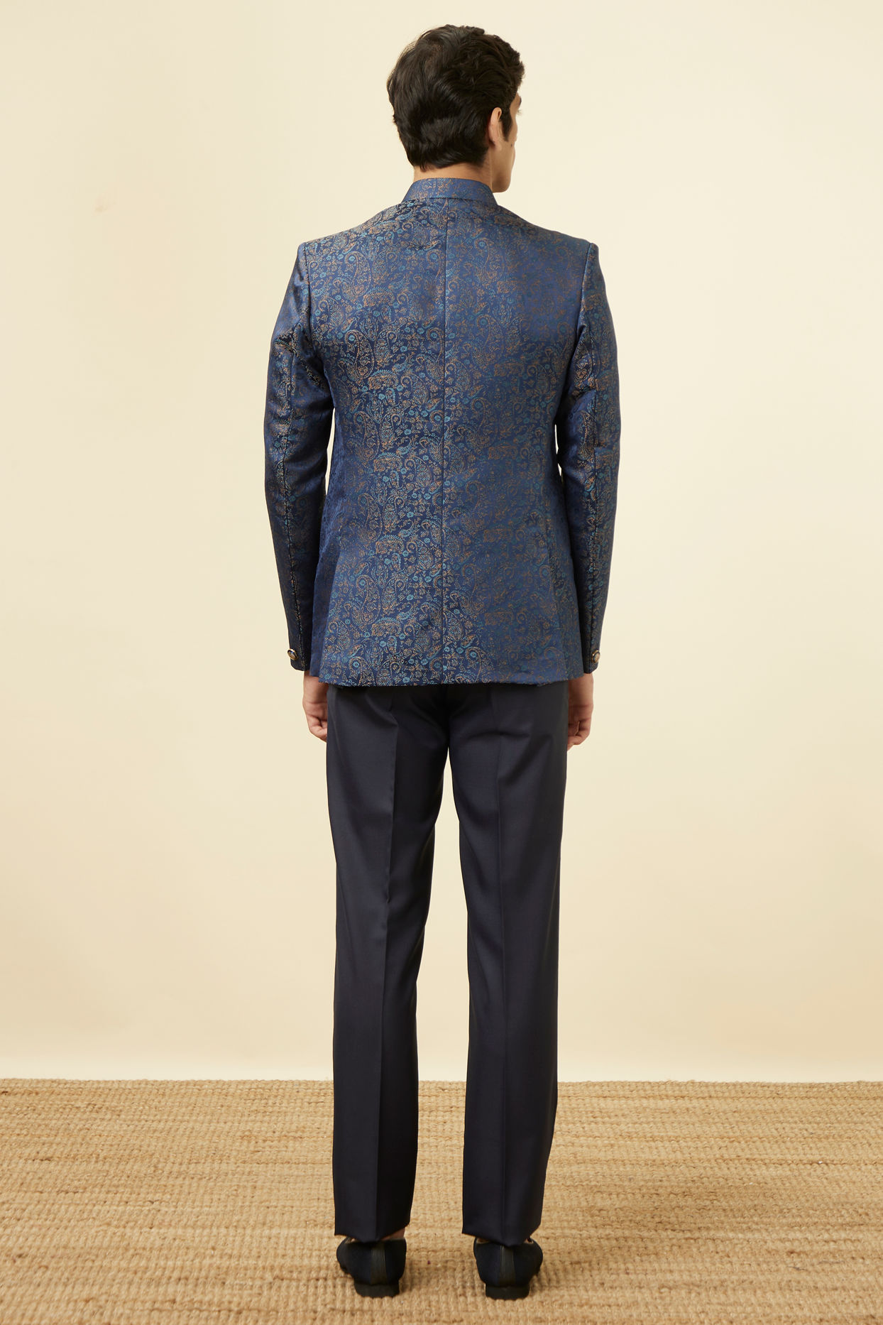 Buy Blue Paisley Textured Jodhpuri Suit Online in India @Manyavar ...