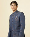 Dark Sapphire Blue Paisley Patterned Suit