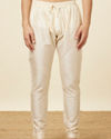 Off White Celebration Wear Self Design Kurta Pajama image number 4
