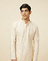 Off White Celebration Wear Self Design Kurta Pajama